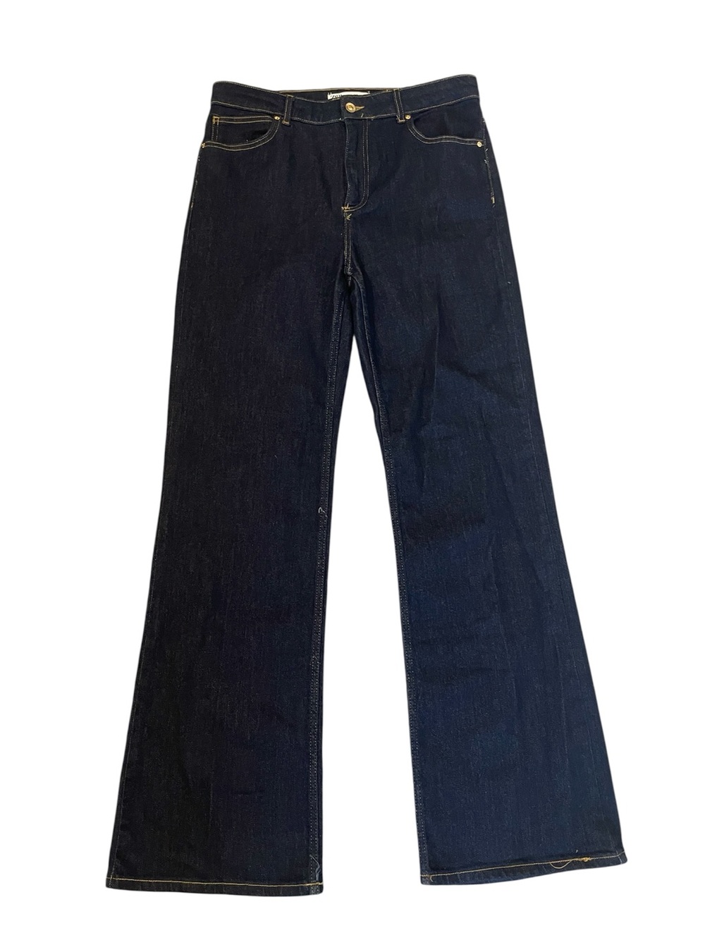 Zara Straight Leg High Rise Soft Stretch Dark Wash Jeans